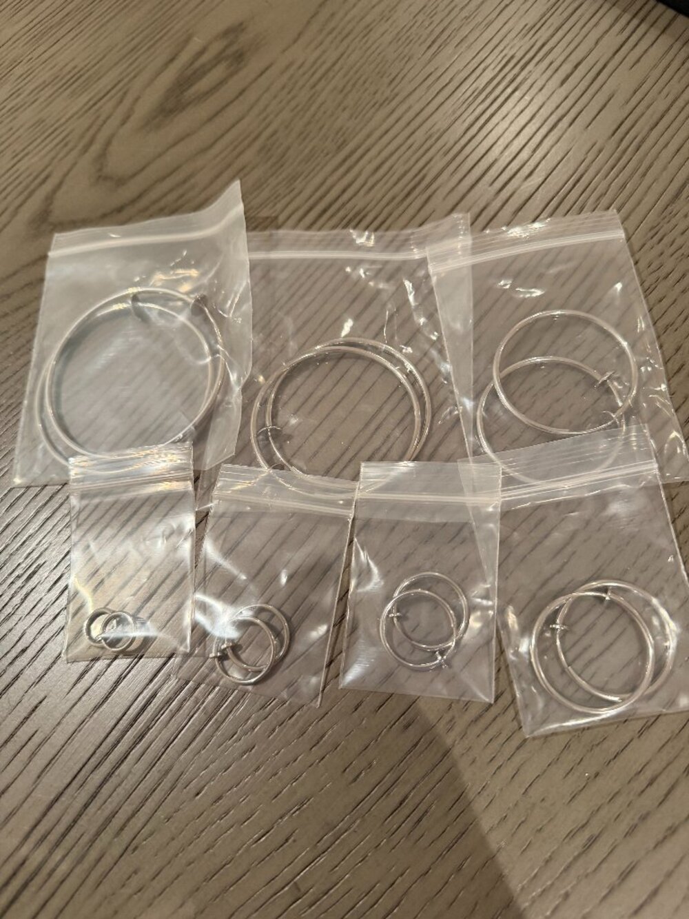 Earrings Hoop Silver Bundle of Seven Pair